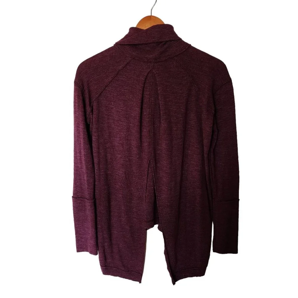 Free People Hi-Low‎ Split Back Turtleneck XS  Long Sleeve Magenta XS